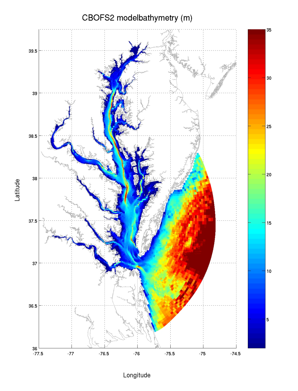 CBOFS model domain and grid map (source: NOAA/NOS)